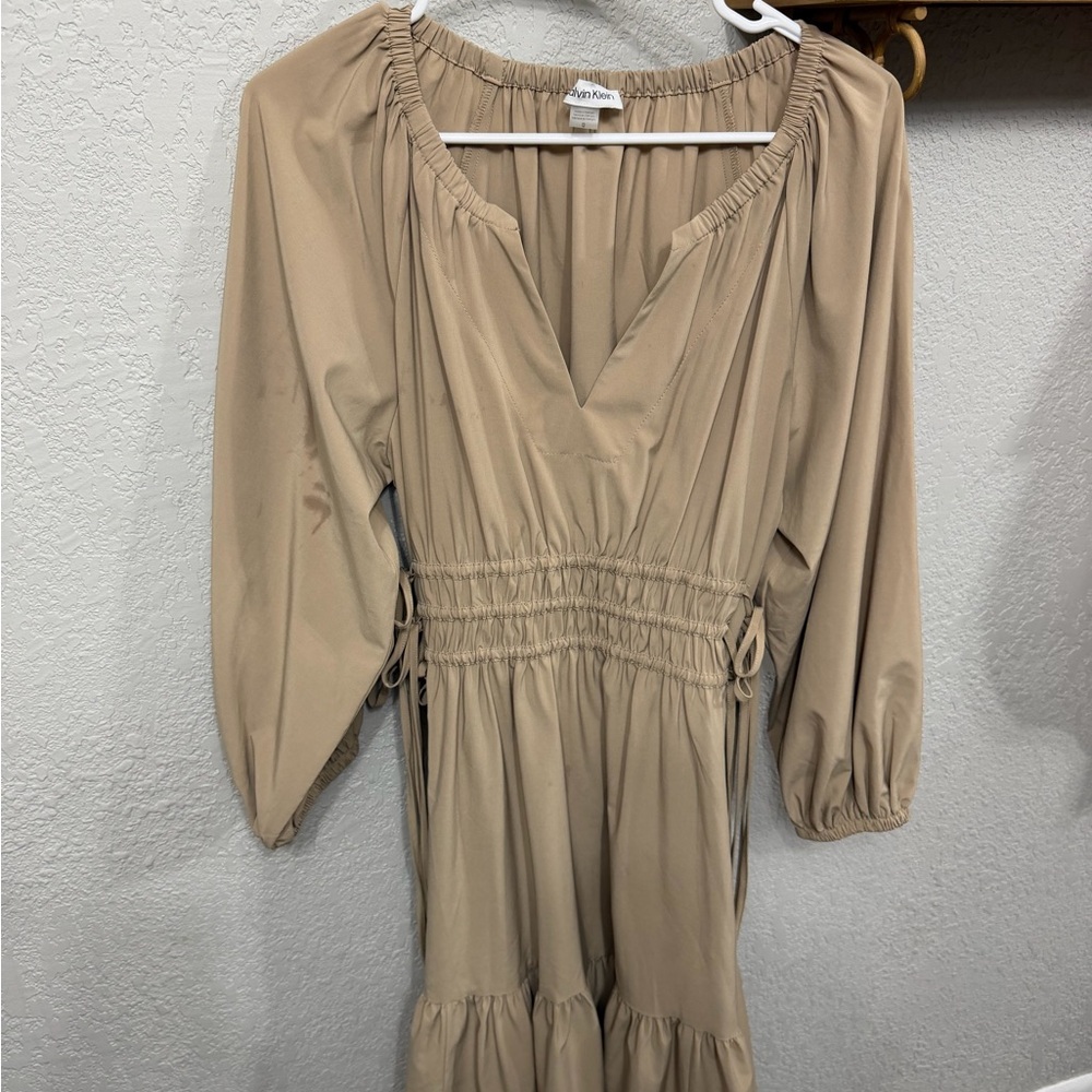 Calvin Klein Women's Tan Long Sleeve Dress